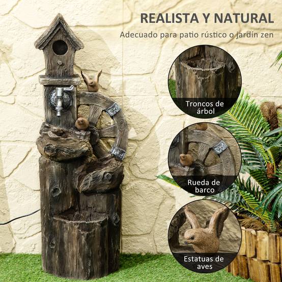 Fontaine de jardin cascade résine extérieur décoration LED débit réglable 92cm - ComfortXL Outdoor Living - Image 9