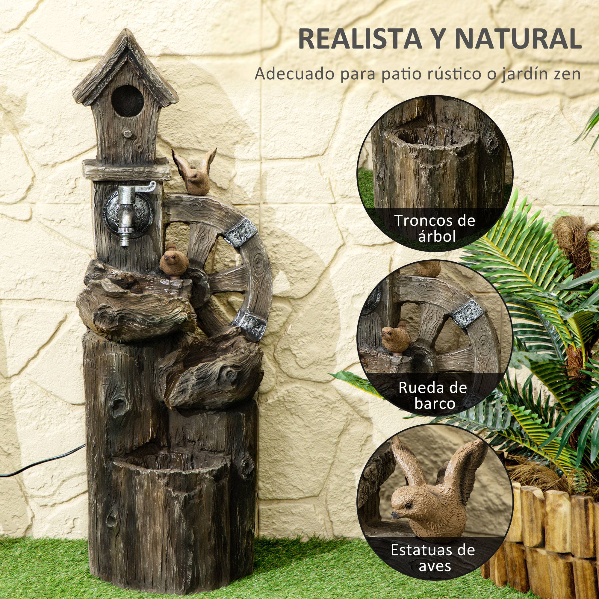 Fontaine de jardin cascade résine extérieur décoration LED débit réglable 92cm - ComfortXL Outdoor Living - Image 9
