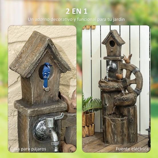 Fontaine de jardin cascade résine extérieur décoration LED débit réglable 92cm - ComfortXL Outdoor Living - Image 6