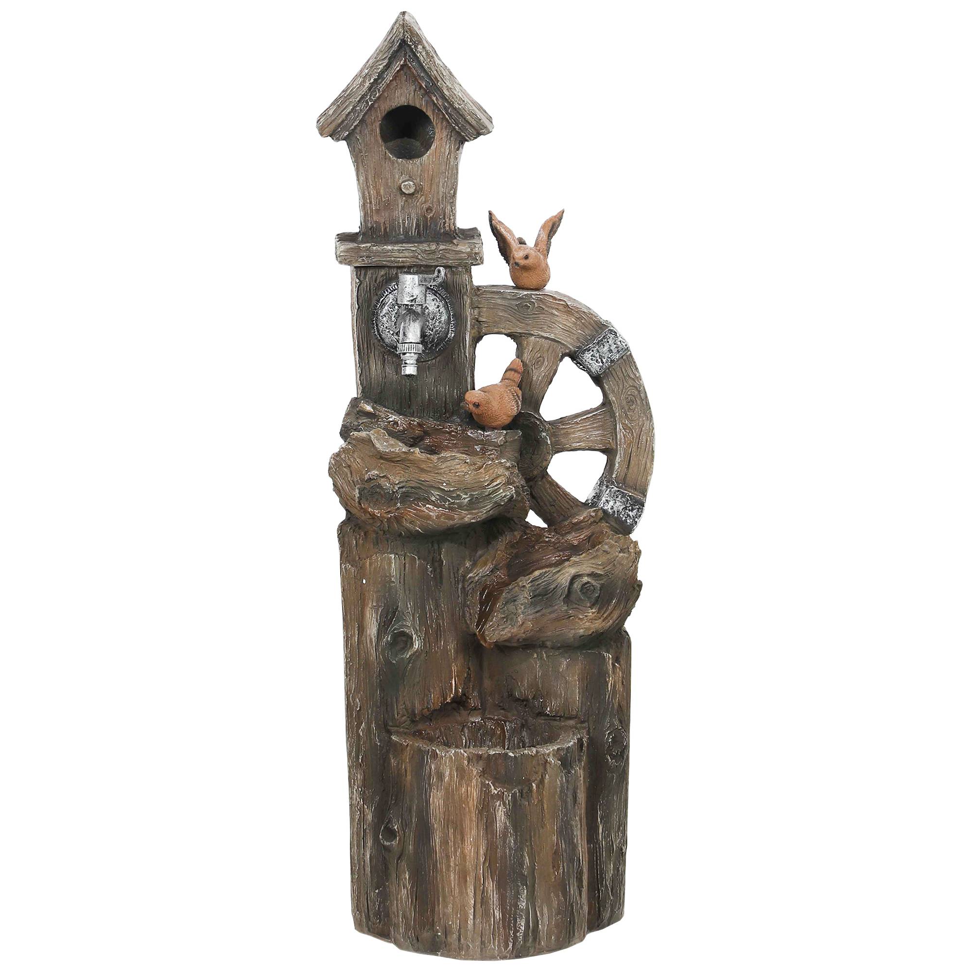 Fontaine de jardin cascade résine extérieur décoration LED débit réglable 92cm - ComfortXL Outdoor Living - Image 2