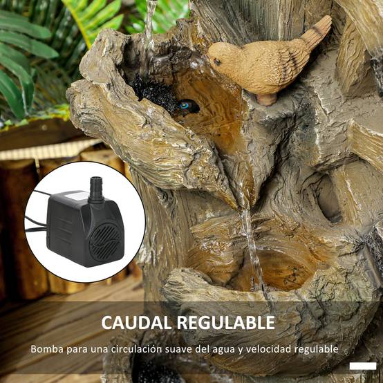 Fontaine de jardin cascade résine extérieur décoration LED débit réglable 92cm - ComfortXL Outdoor Living - Image 8