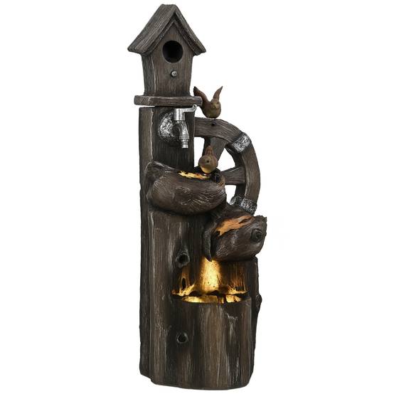 Fontaine de jardin cascade résine extérieur décoration LED débit réglable 92cm - ComfortXL Outdoor Living - Image 1