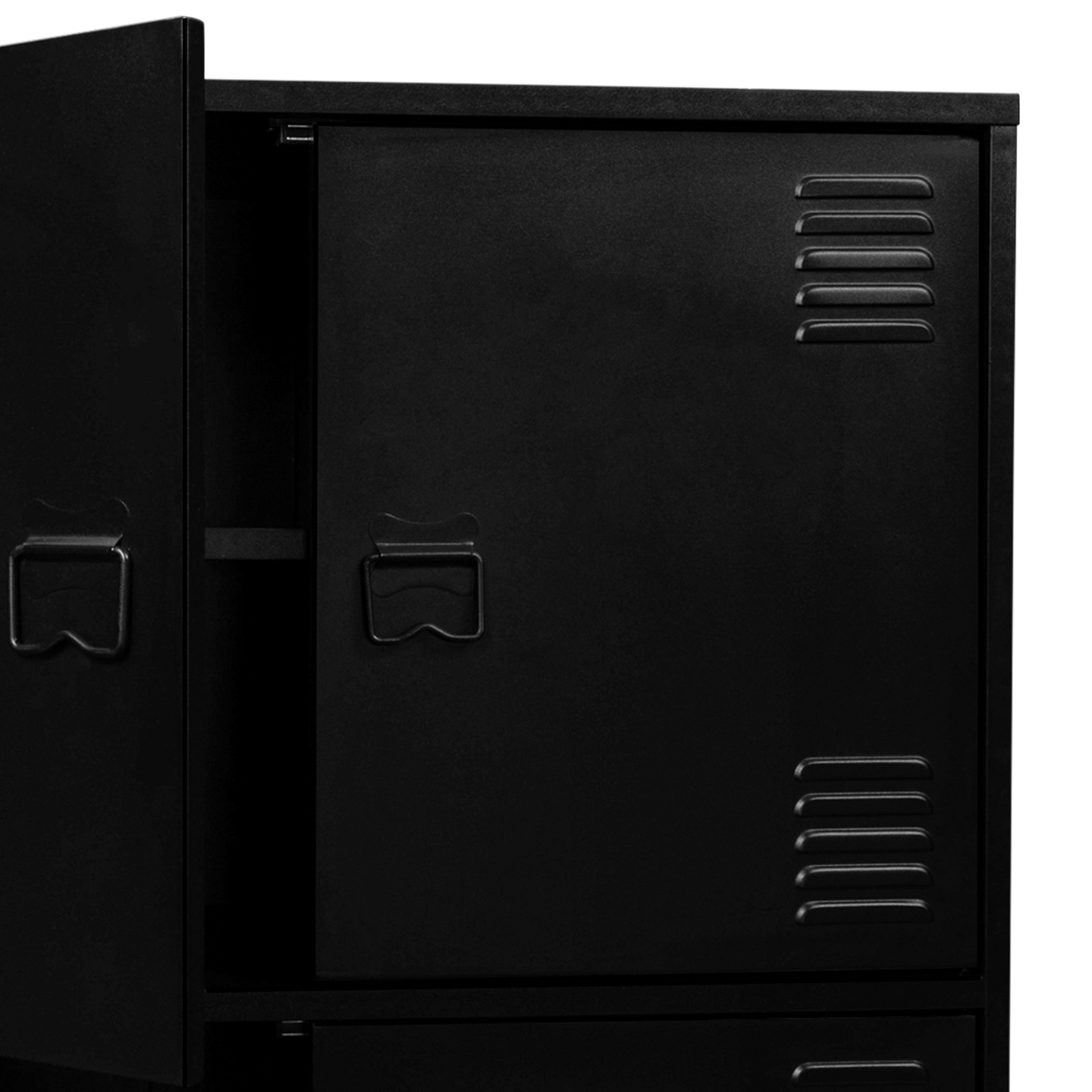 Armoire basse ESTER 4 portes métal noir design industriel - Image 5