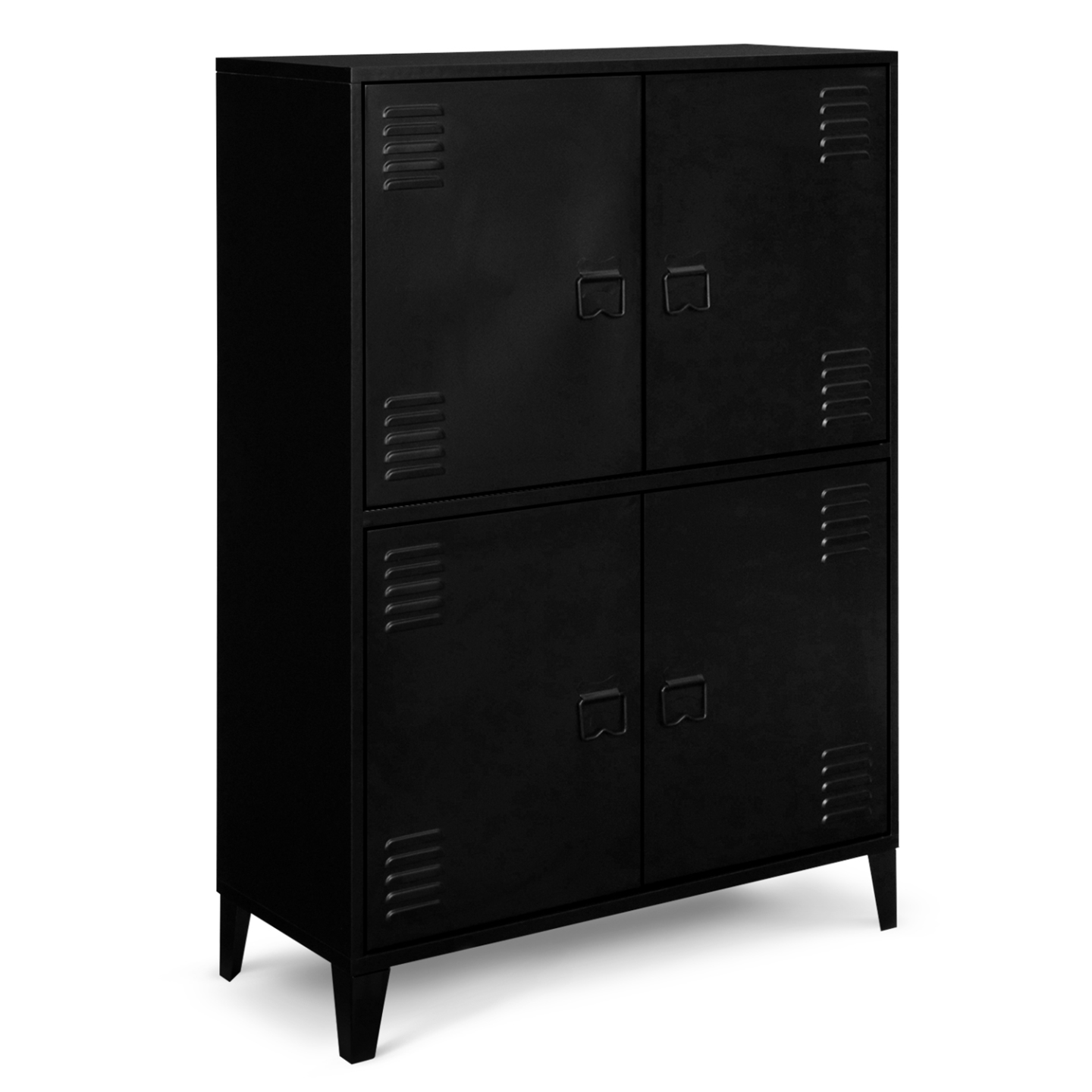 Armoire basse ESTER 4 portes métal noir design industriel - Image 2
