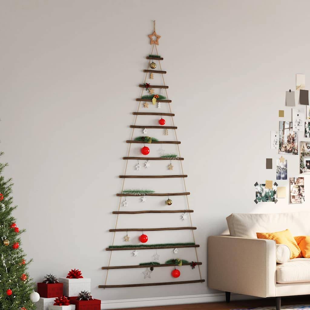Très Grand Sapin Mural Suspendu en Bois Naturel Décoration Rustique 210 cm – ComfortXL Outdoor Living - Image 3