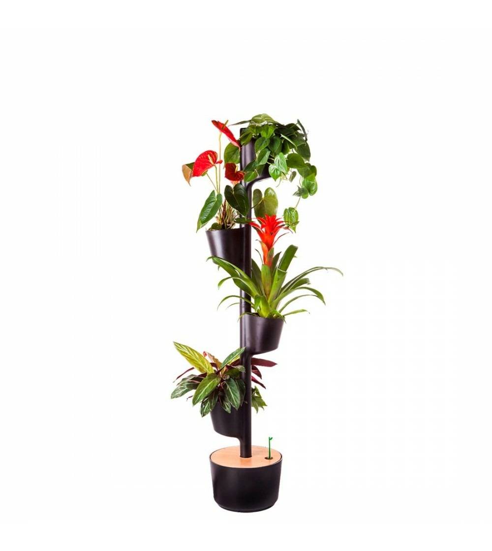 Jardinière verticale CitySens noire avec 4 pots et arrosage automatique digital - Image 1