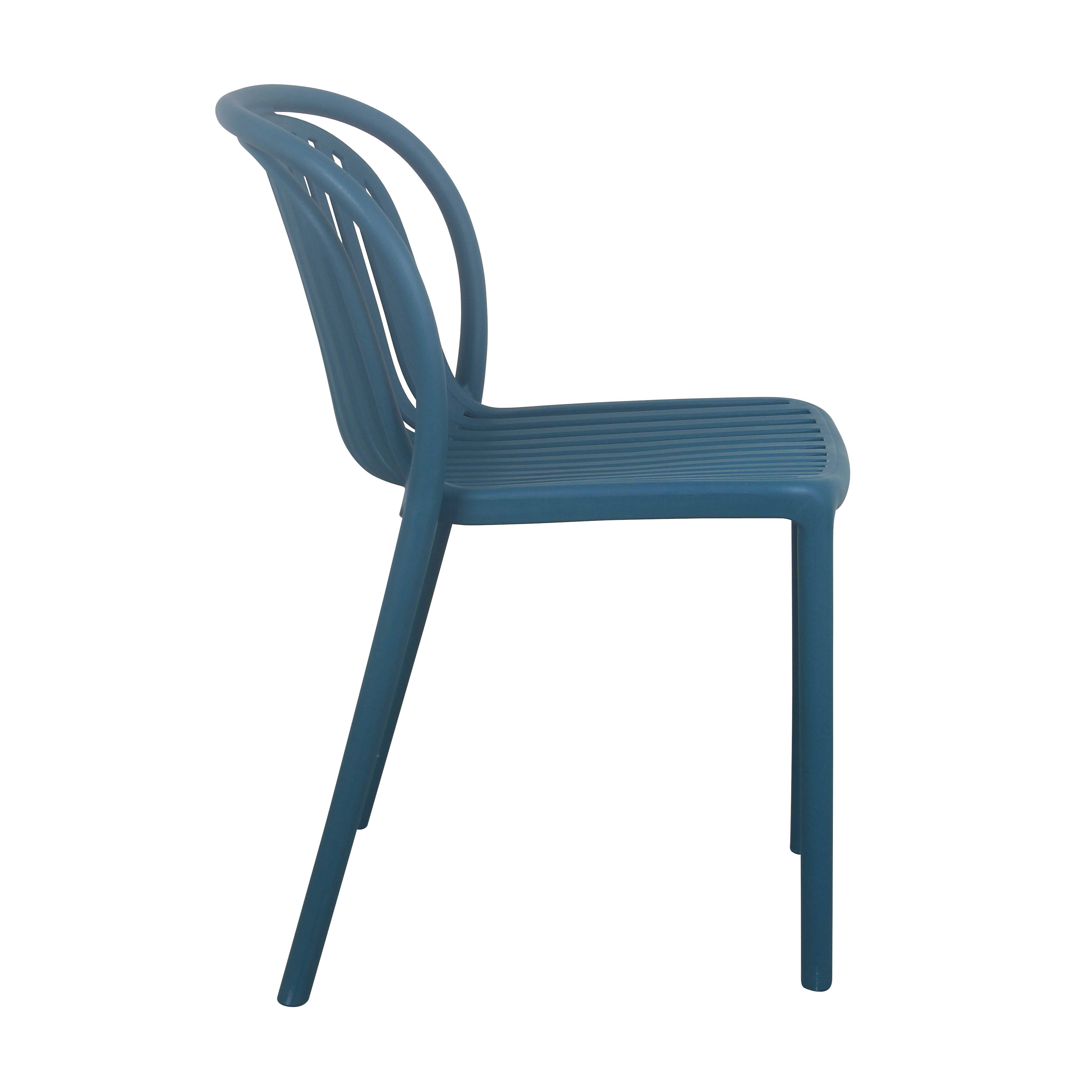 Oviala - Lot de 4 chaises de terrasse en plastique bleu canard Copenhague - Oviala - Imagen 4