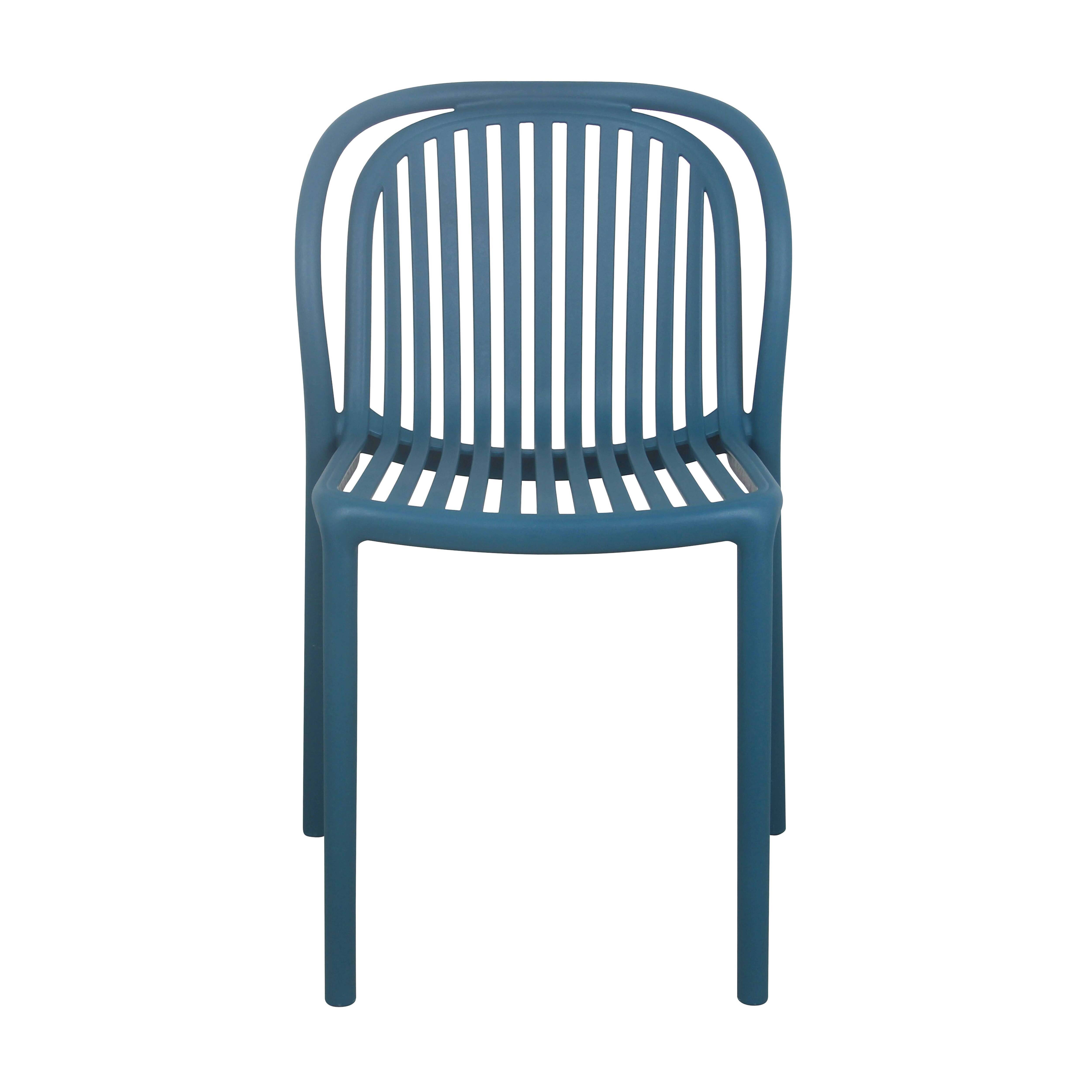 Oviala - Lot de 4 chaises de terrasse en plastique bleu canard Copenhague - Oviala - Imagen 3