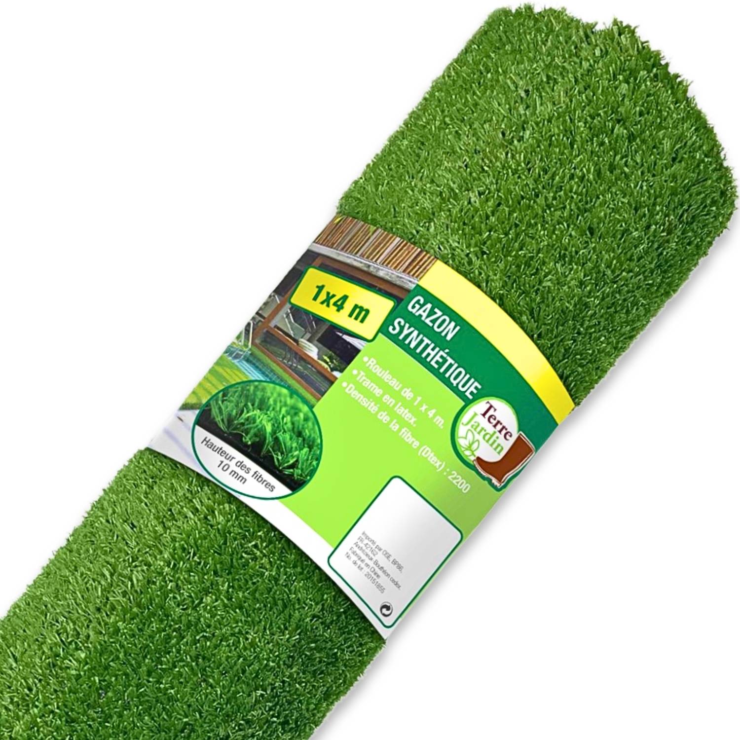 Terre Jardin - Gazon synthétique en rouleau de 4 mètres (4 m²) - Épaisseur 1 cm