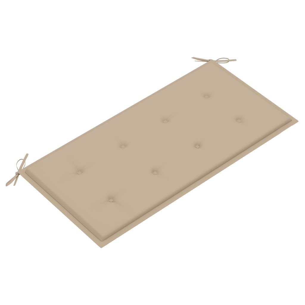 Helloshop26 - Banc de jardin meuble de patio d'extérieur terrasse avec coussin beige 112 x 55 x 94 cm bois de teck massif - Imagen 5