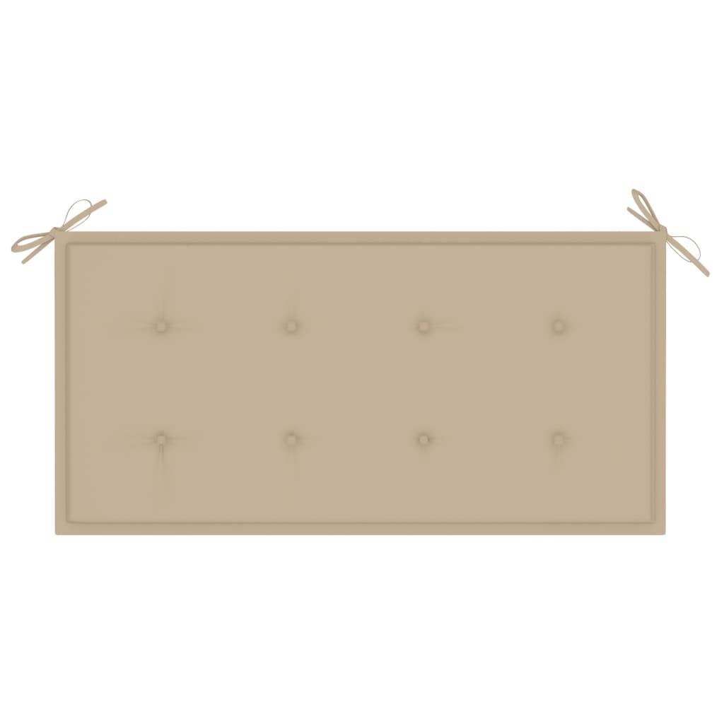 Helloshop26 - Banc de jardin meuble de patio d'extérieur terrasse avec coussin beige 112 x 55 x 94 cm bois de teck massif - Imagen 6