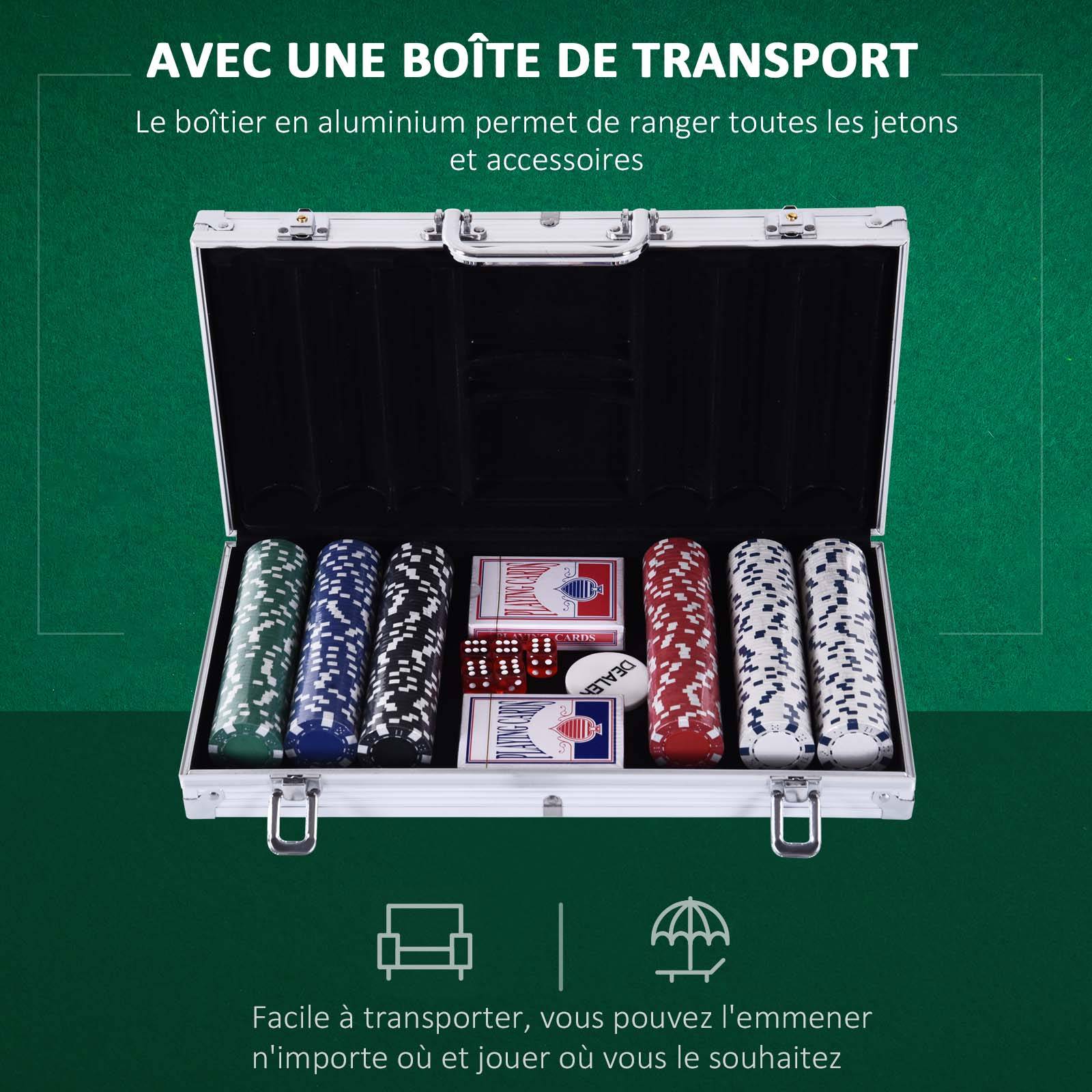 Mallette de Poker Coffret de Poker Complet avec 300 jetons 2 Jeux de Cartes + 2 clés Aluminium - Image 6