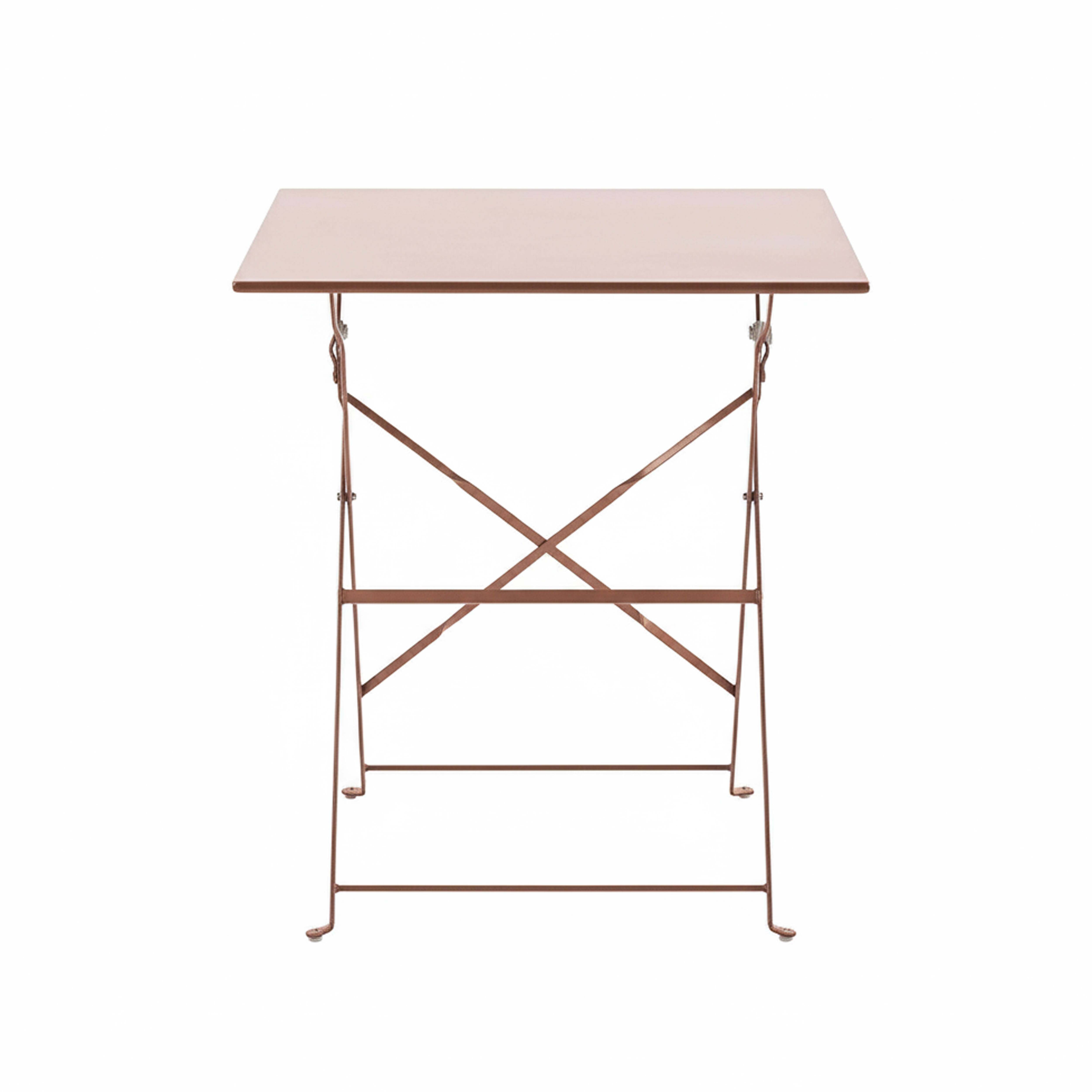 Oviala - Table de jardin pliante bistrot en acier 60 cm rose poudré Rome - Oviala - Image 3