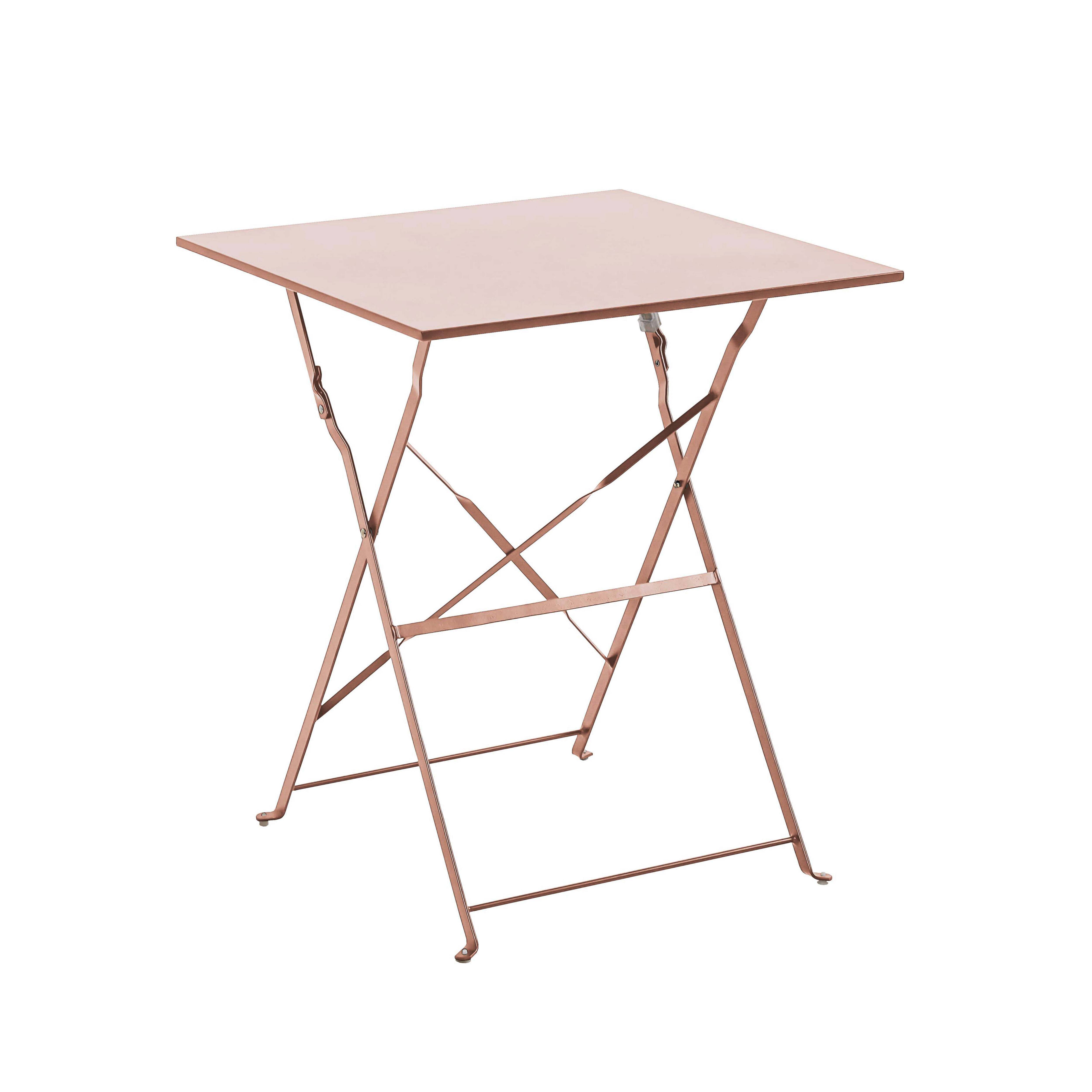 Oviala - Table de jardin pliante bistrot en acier 60 cm rose poudré Rome - Oviala - Image 1
