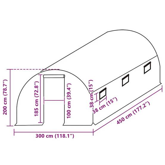 Bâche Serre Remplacement PE Résistant 6 Fenêtres 13,5m² 300x450cm Transparent - ComfortXL Outdoor Living - Image 5
