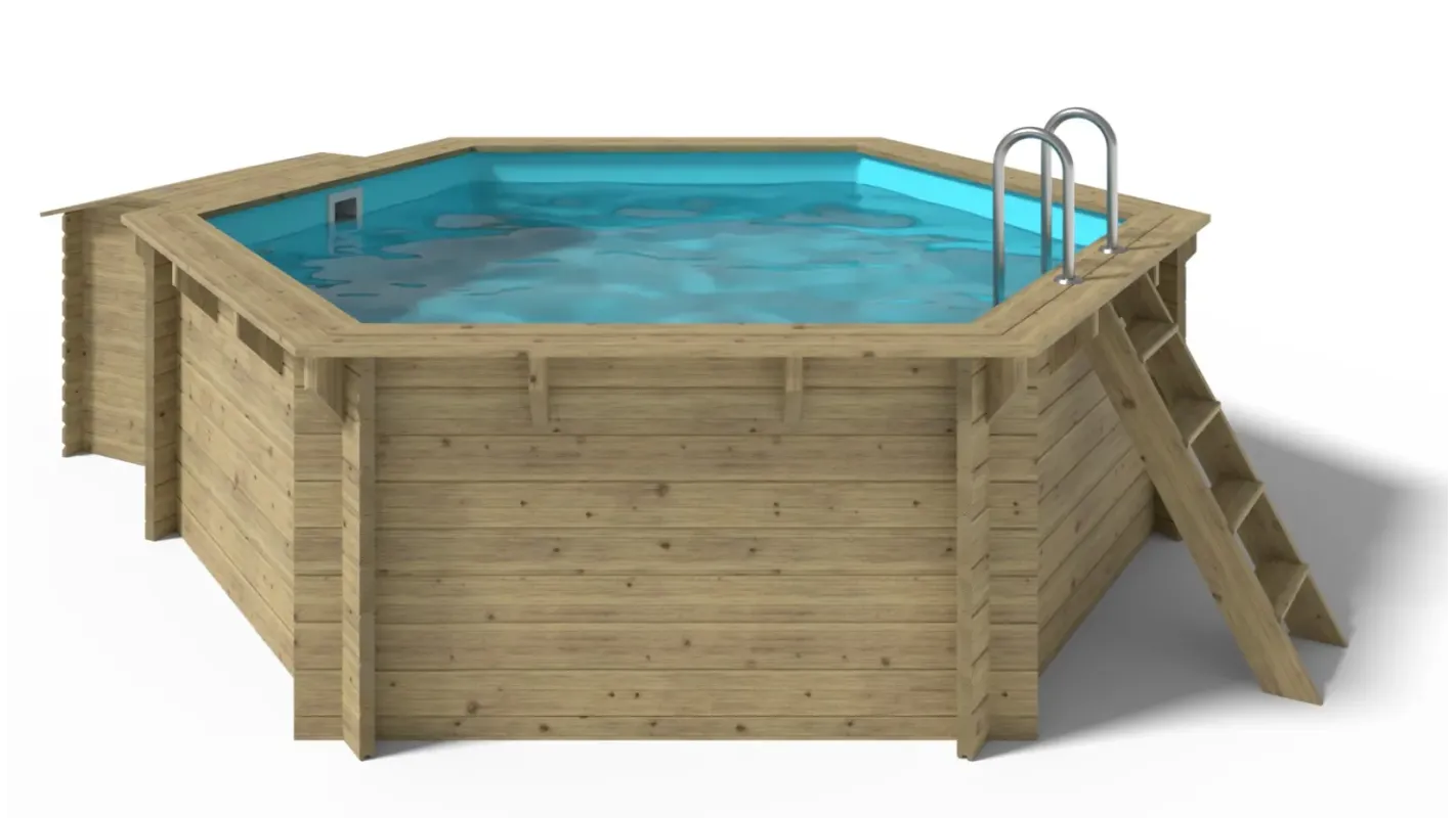Altanka - Piscine en bois 3,55x4,09 - H.1,17 m - avec filtration et coffre - BAS732OSP+SZA7 - Imagen 4