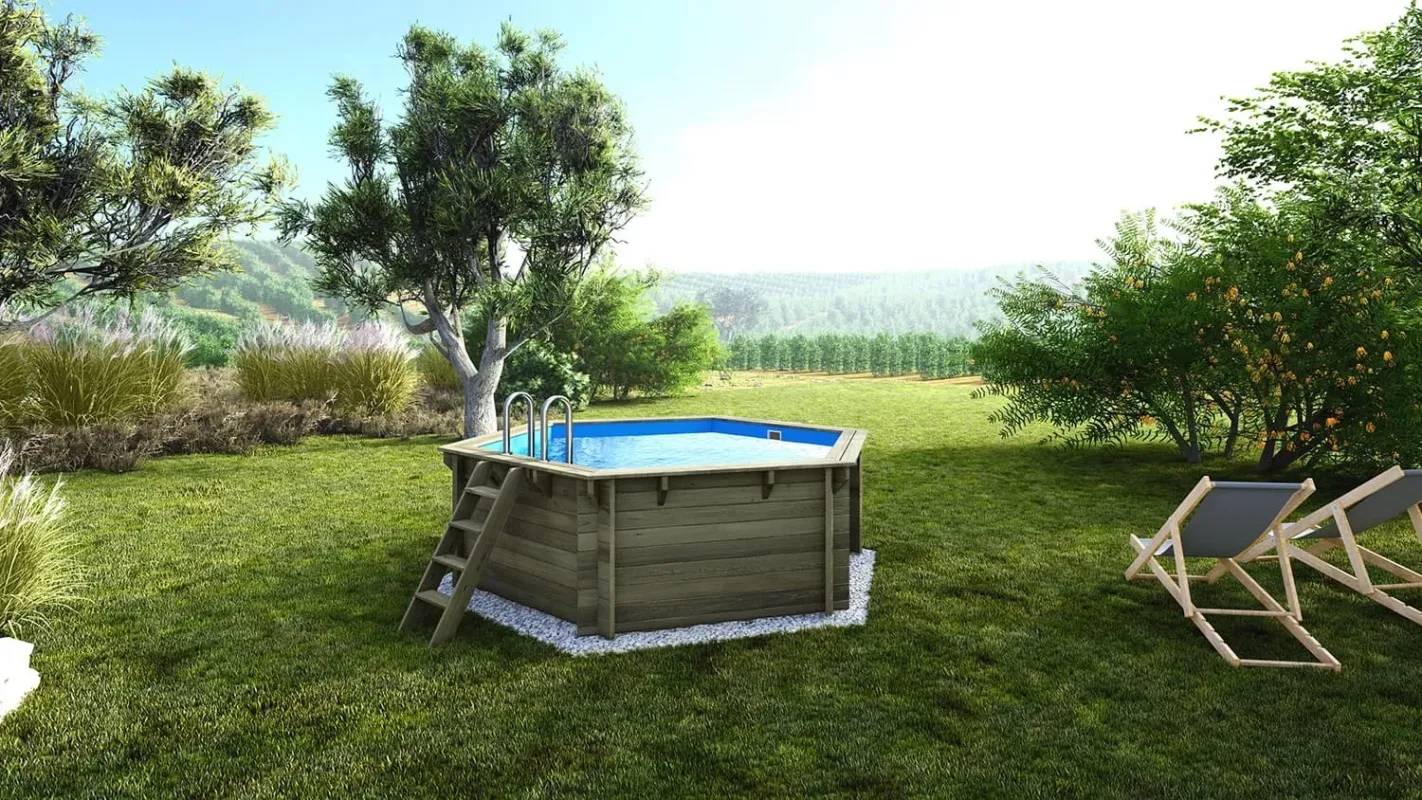 Altanka - Piscine en bois 3,55x4,09 - H.1,17 m - avec filtration et coffre - BAS732OSP+SZA7 - Imagen 1