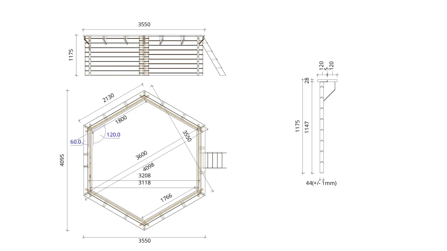 Altanka - Piscine en bois 3,55x4,09 - H.1,17 m - avec filtration et coffre - BAS732OSP+SZA7 - Imagen 7