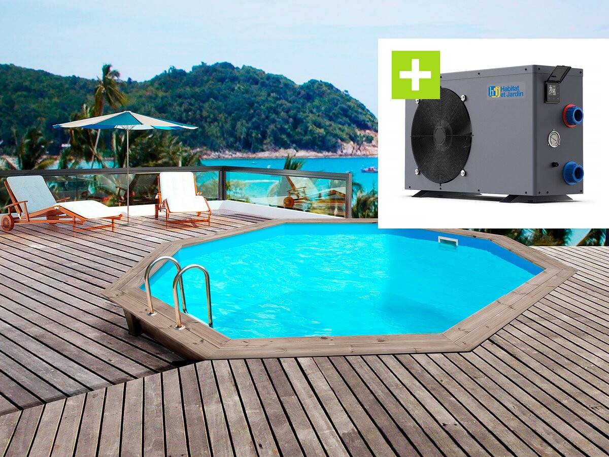 Piscine Bois "venecia" -  5.80 X 1.31 M +  Pompe à Chaleur - Puissance 6.1 Kw -habitat Et Jardin - Imagen 1