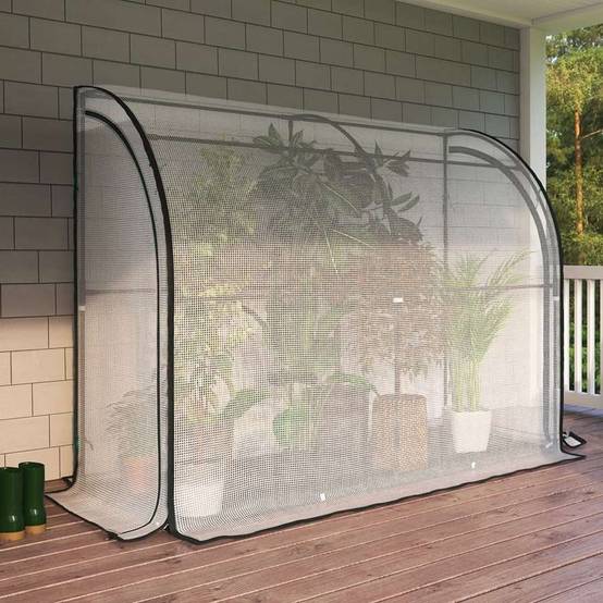 Serre adossée en acier et polyéthylène 1.6m² - 200 x 80 x 160 - Transparent - TERRE JARDIN - Image 7