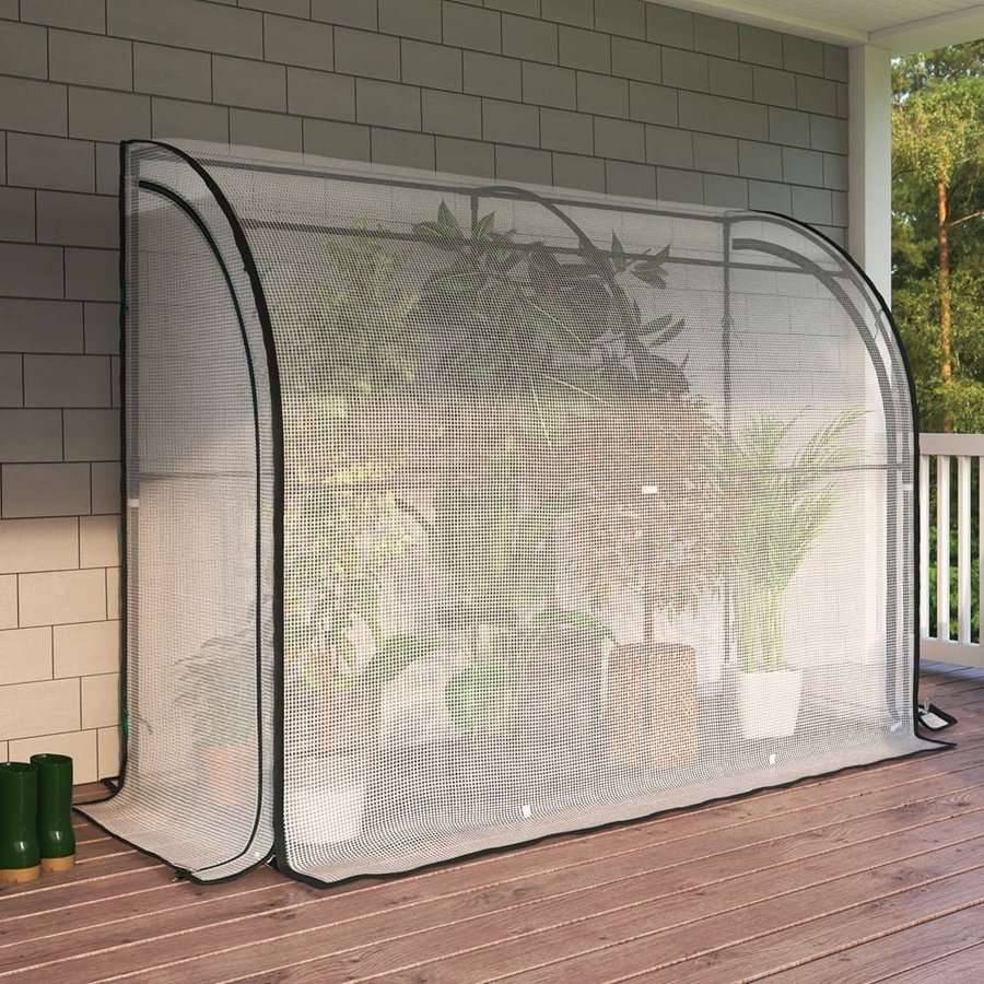 Serre adossée en acier et polyéthylène 1.6m² - 200 x 80 x 160 - Transparent - TERRE JARDIN - Image 7
