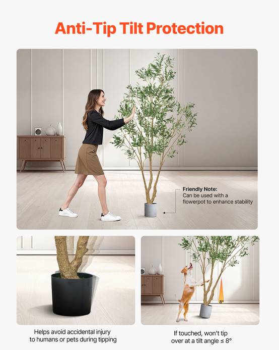 VEVOR Arbre Artificiel Plante Artificielle Faux Olivier 2,4 m Déco d'Intérieur - Image 5