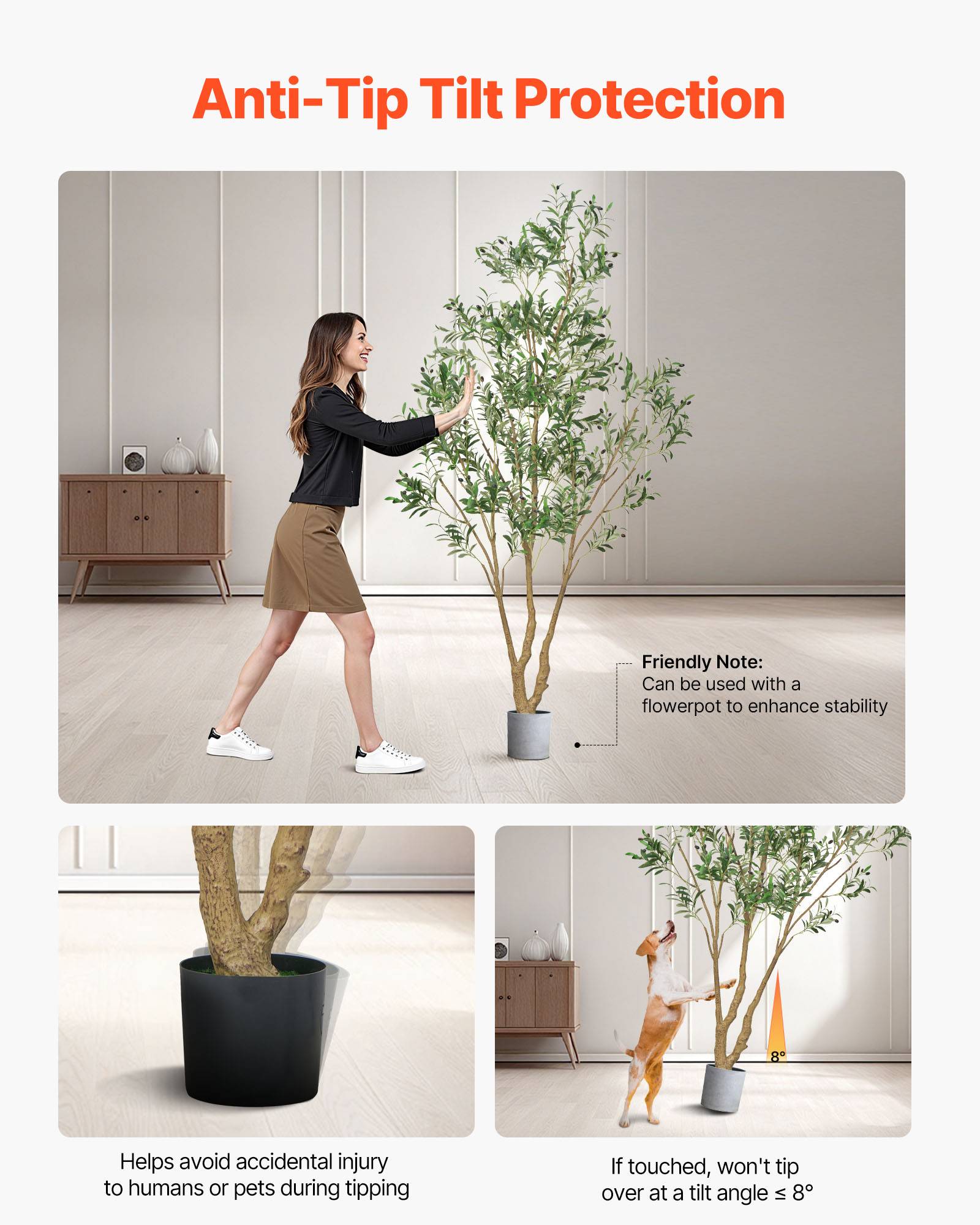 VEVOR Arbre Artificiel Plante Artificielle Faux Olivier 2,4 m Déco d'Intérieur - Image 5