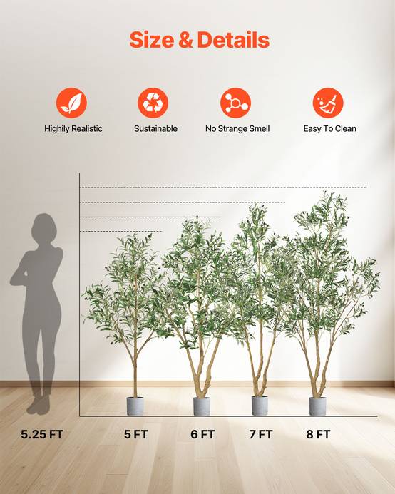 VEVOR Arbre Artificiel Plante Artificielle Faux Olivier 2,4 m Déco d'Intérieur - Image 2