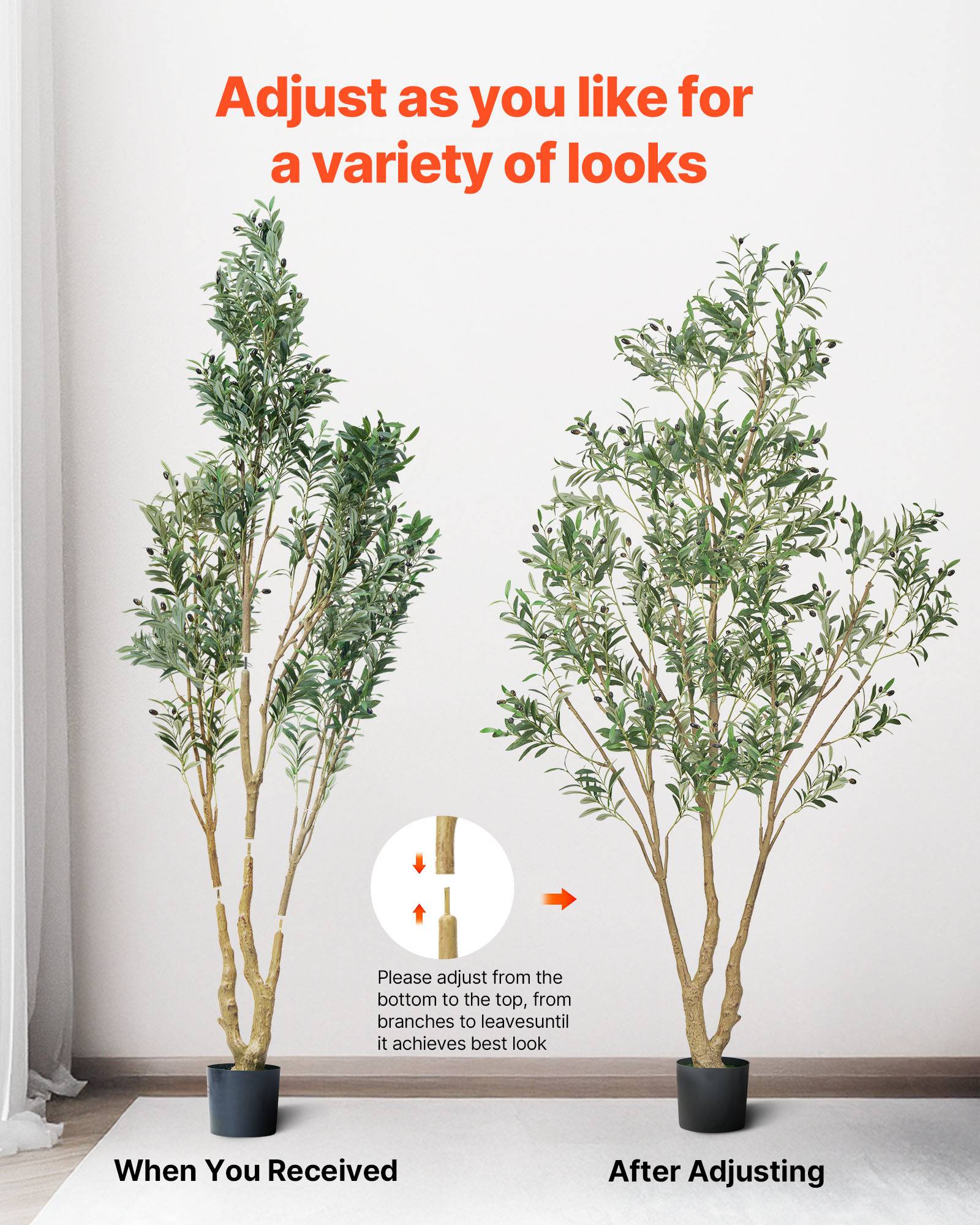 VEVOR Arbre Artificiel Plante Artificielle Faux Olivier 2,4 m Déco d'Intérieur - Image 6