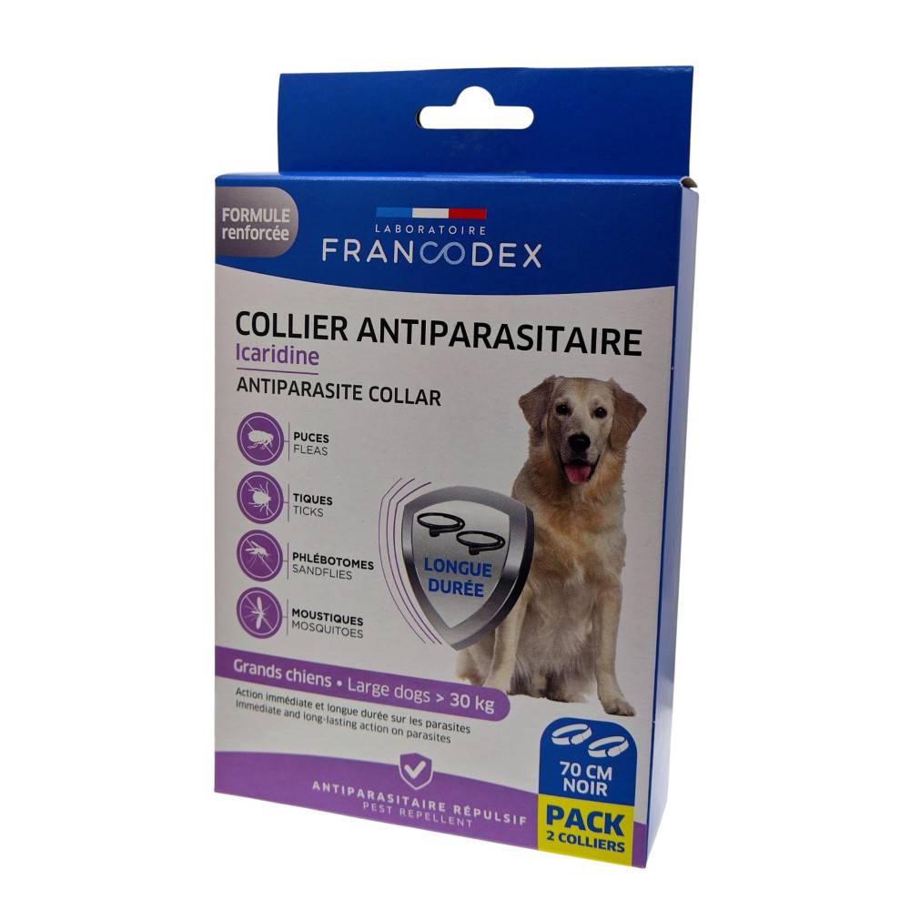 Francodex - Colliers Antiparasitaire Icaridine X2 noir 70 cm pour Chien de plus de 30 kg - Image 3