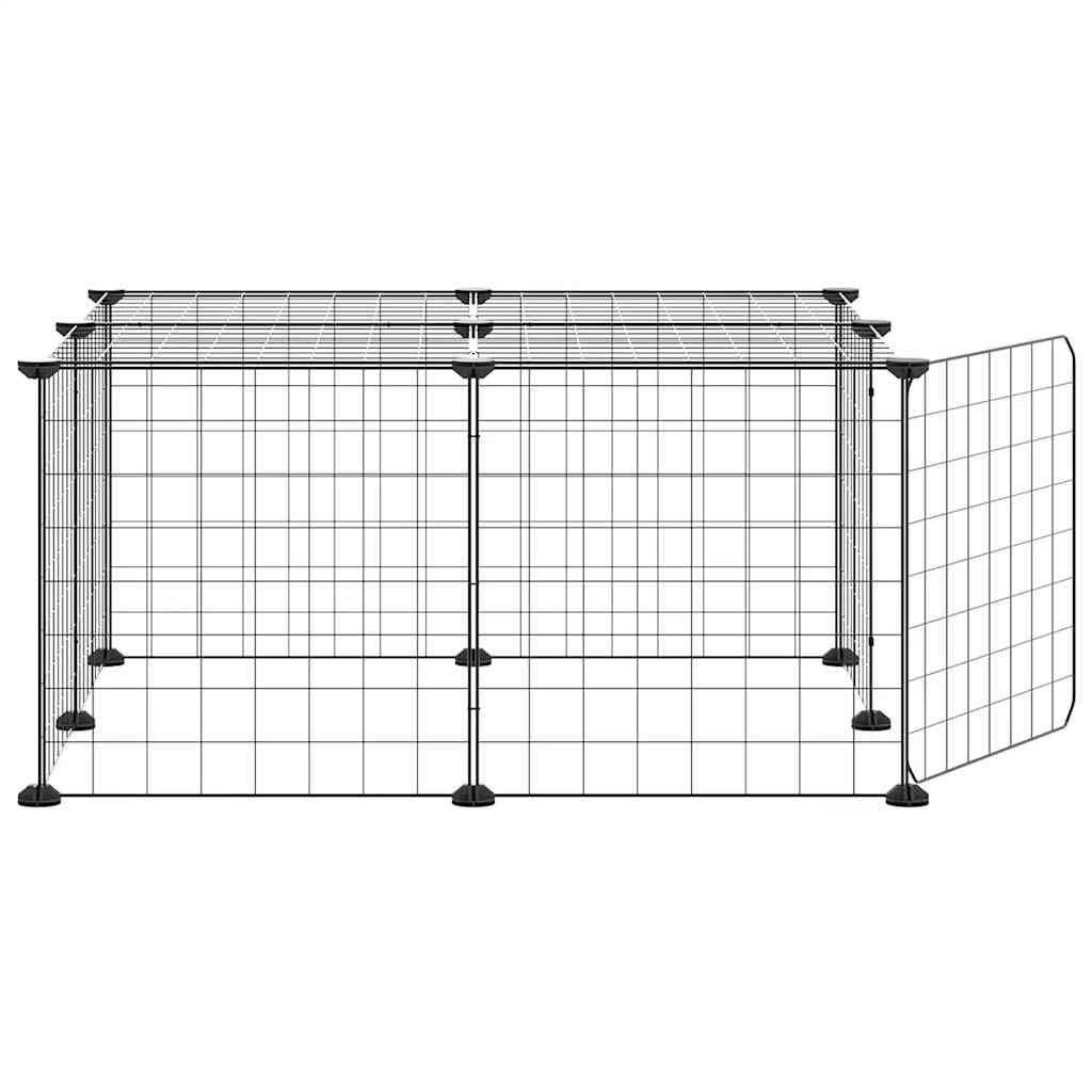 Vidaxl - Cage animaux de compagnie à 12 panneaux et porte Noir 70x70x35 cm vidaXL 3114051 - Imagen 6