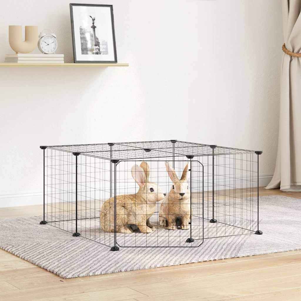 Vidaxl - Cage animaux de compagnie à 12 panneaux et porte Noir 70x70x35 cm vidaXL 3114051 - Imagen 1