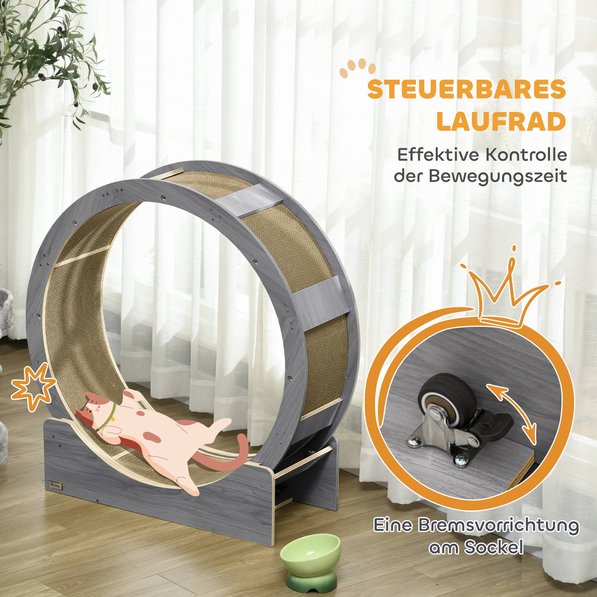 PANGIVO - Roue d'exercice pour chat bois gris 91 x 33.5 x 94 cm - PANGIVO - Image 6