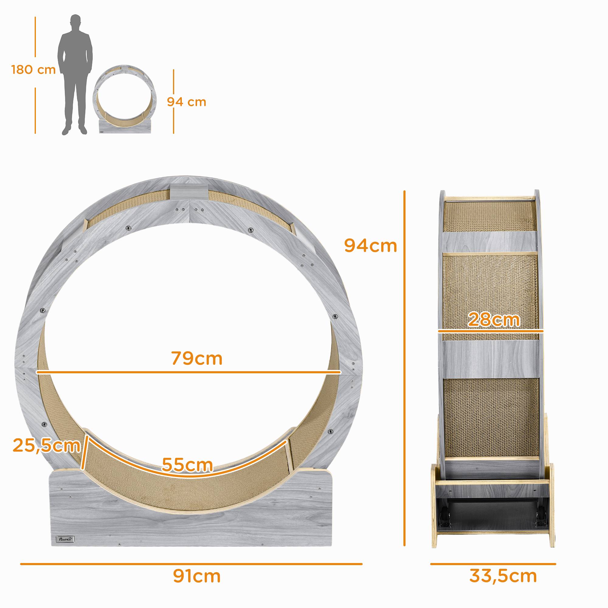 PANGIVO - Roue d'exercice pour chat bois gris 91 x 33.5 x 94 cm - PANGIVO - Image 3