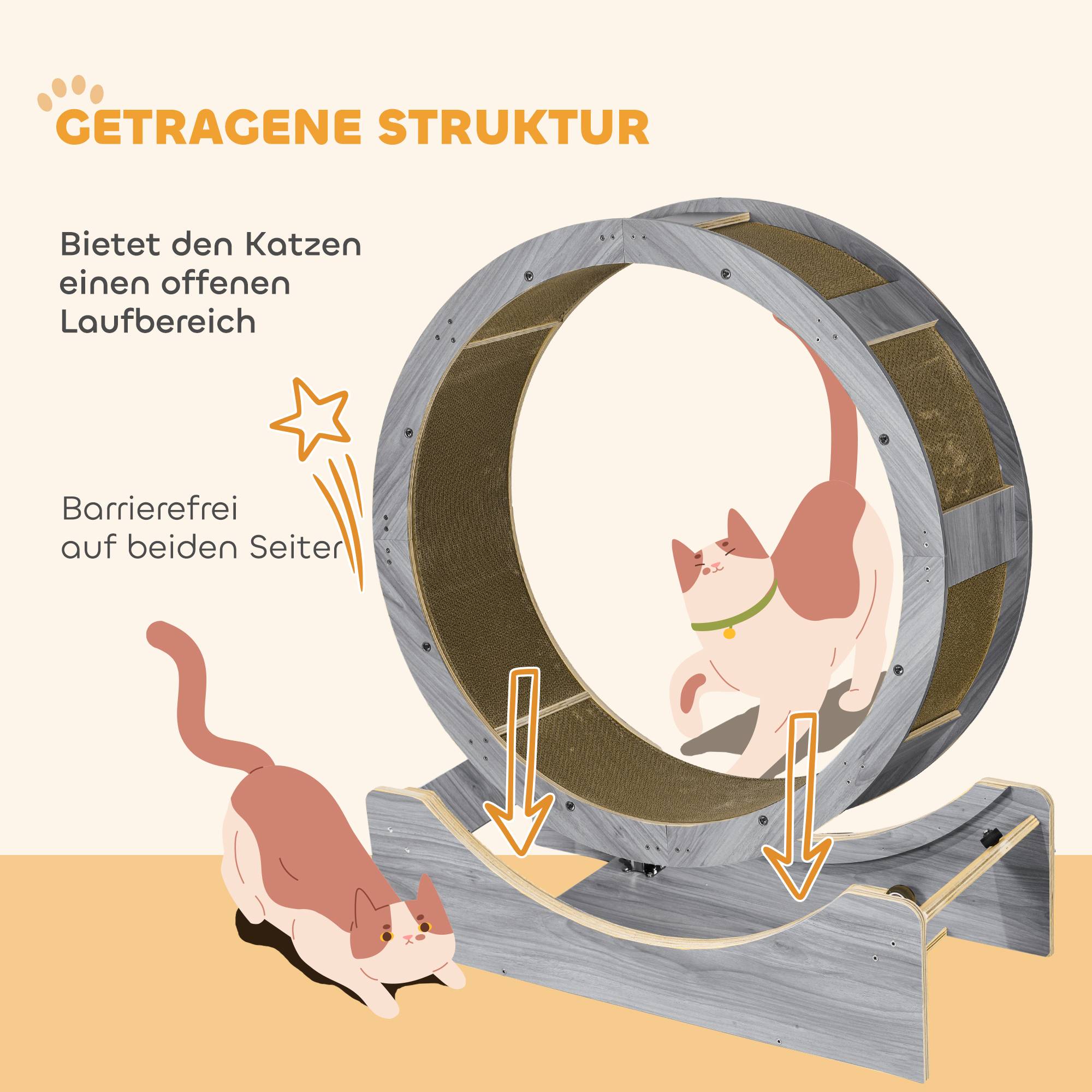 PANGIVO - Roue d'exercice pour chat bois gris 91 x 33.5 x 94 cm - PANGIVO - Image 5