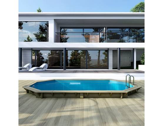 Altanka - Piscine hors sol en bois NEMO 5.79 x 3.49 - H.1.45 m, bleu pâle, cadre en métal - sans dalle - BAS7304OSPU - ALTANKA - Image 3