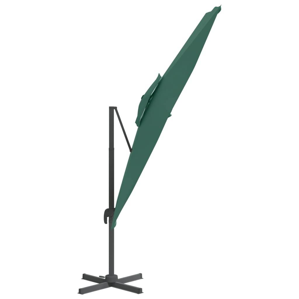 Helloshop26 - Parasol meuble de jardin cantilever à double toit 300 x 300 cm vert - Imagen 3