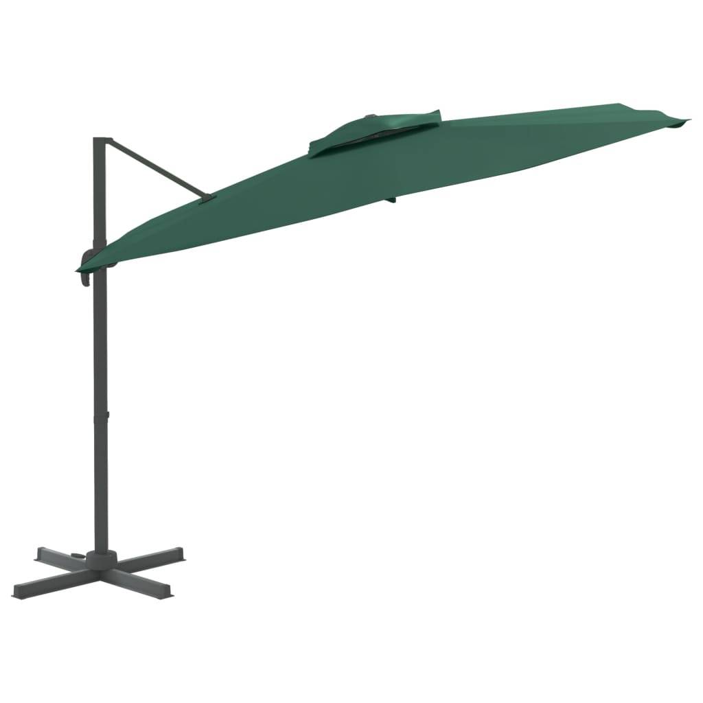 Helloshop26 - Parasol meuble de jardin cantilever à double toit 300 x 300 cm vert - Imagen 2
