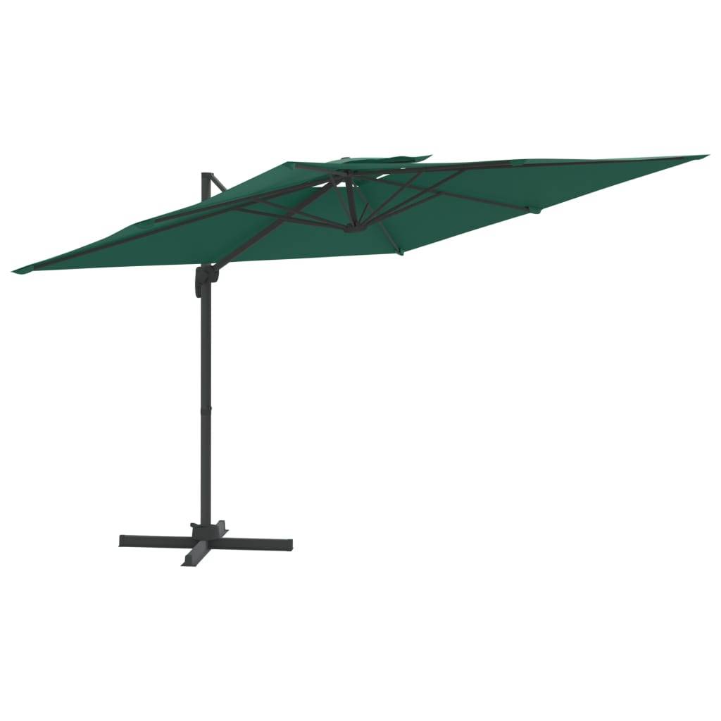 Helloshop26 - Parasol meuble de jardin cantilever à double toit 300 x 300 cm vert - Imagen 1