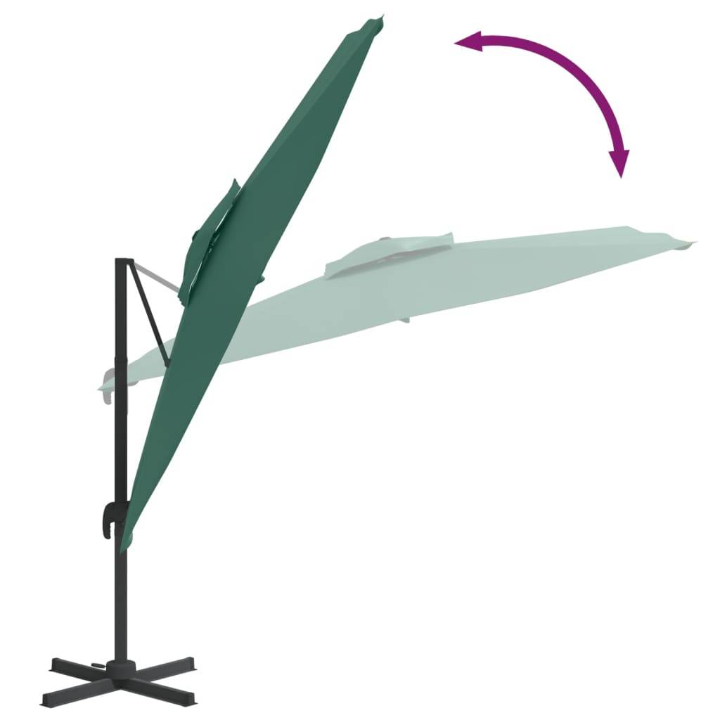 Helloshop26 - Parasol meuble de jardin cantilever à double toit 300 x 300 cm vert - Imagen 6
