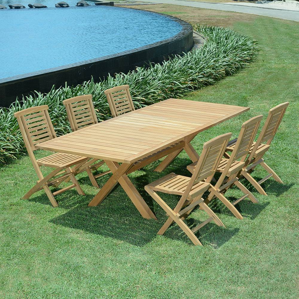 Salon de jardin teck massif Manabo, 6 chaises - TECK'Attitude - Imagen 5