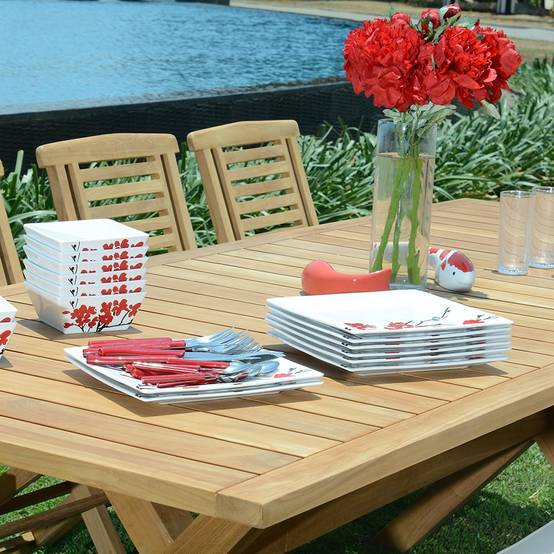 Salon de jardin teck massif Manabo, 6 chaises - TECK'Attitude - Imagen 3