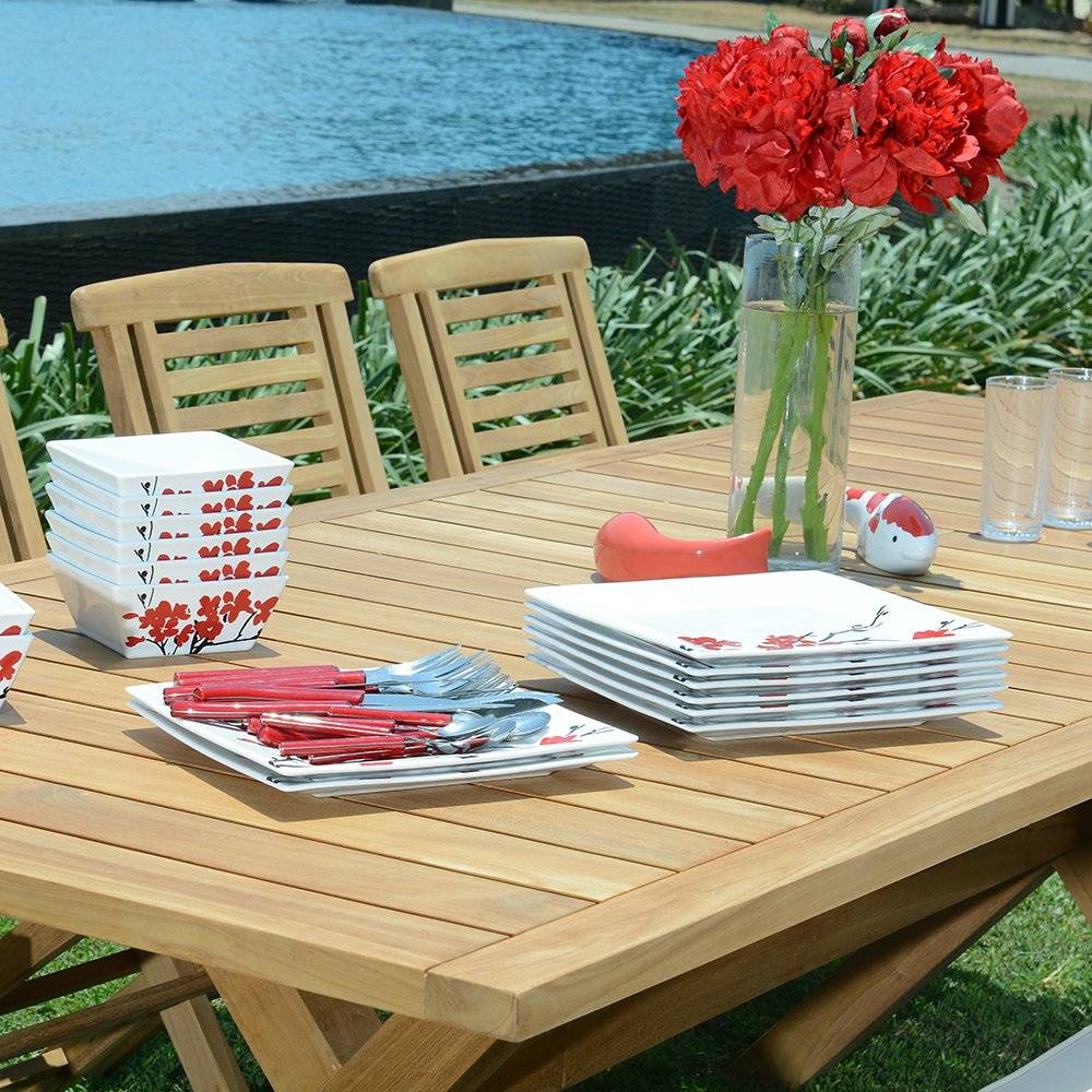 Salon de jardin teck massif Manabo, 6 chaises - TECK'Attitude - Imagen 3