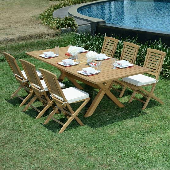 Salon de jardin teck massif Manabo, 6 chaises - TECK'Attitude - Imagen 2