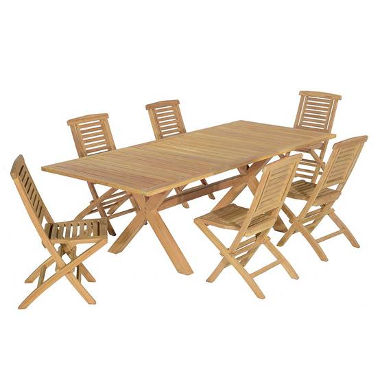 Salon de jardin teck massif Manabo, 6 chaises - TECK'Attitude - Imagen 1