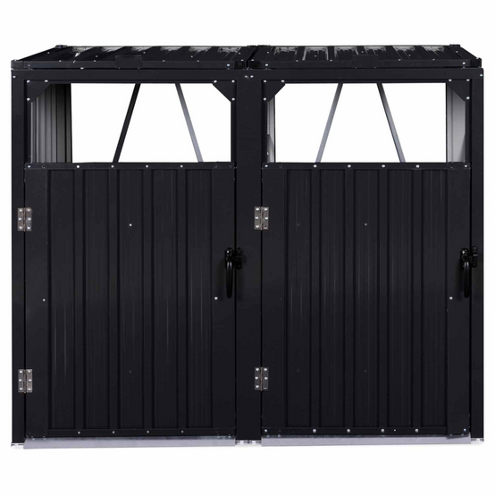 Cache poubelle double en acier gris anthracite - Image 4