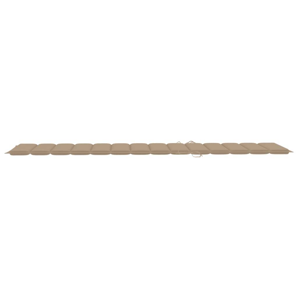 Vidaxl - Chaise longue avec coussin beige Bois de teck solide vidaXL 3063009 - Imagen 3