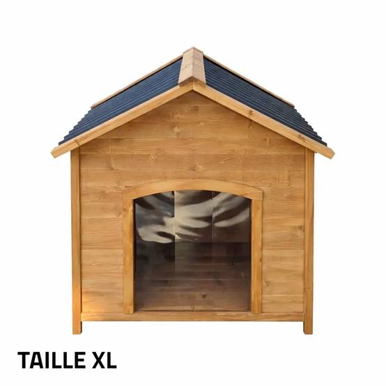 Niche en bois chalet pour chien - Taille XL - Toit PVC - Image 7