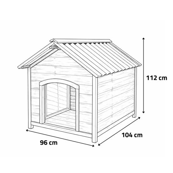 Niche en bois chalet pour chien - Taille XL - Toit PVC - Image 3