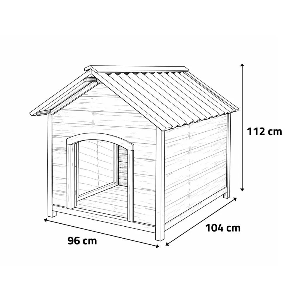 Niche en bois chalet pour chien - Taille XL - Toit PVC - Image 3